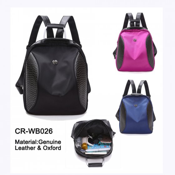 CR-WB029 真皮+牛津布双肩包